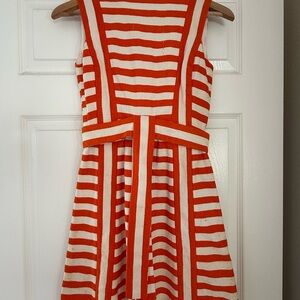 Vintage/Retro Orange and White Striped Dress